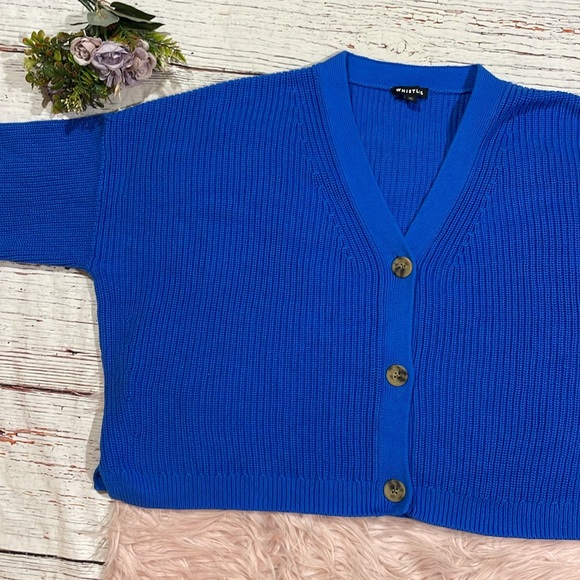Whistles Mara Knitted Cotton Cardigan in Blue NWOT - Picture 9 of 9